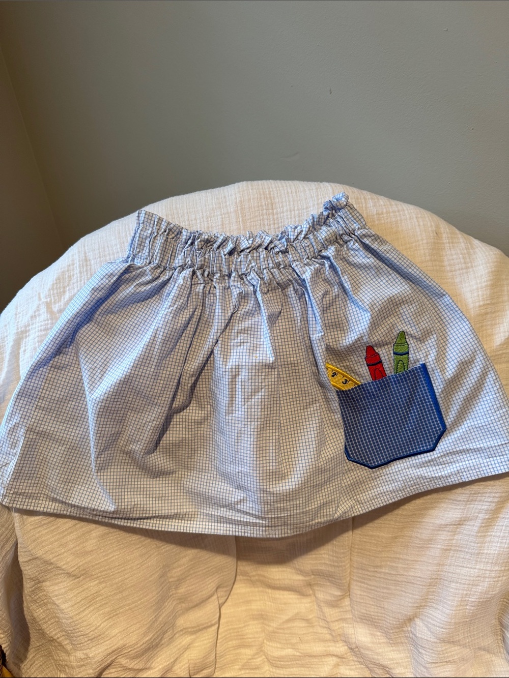 Blue Check Girls' Skirt with Crayon Pocket 4T